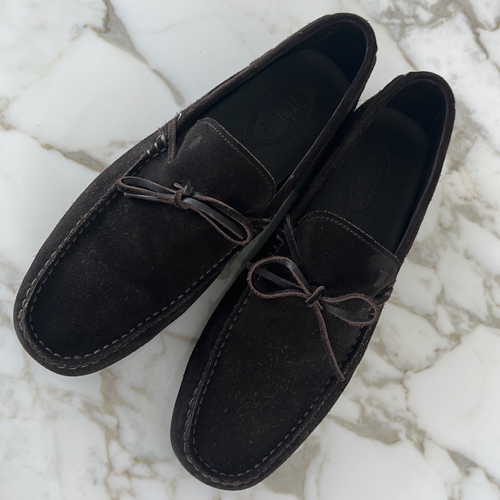 Tod's Men's Brown Suede Slipper Driving Shoes Loafers Size 9.5
